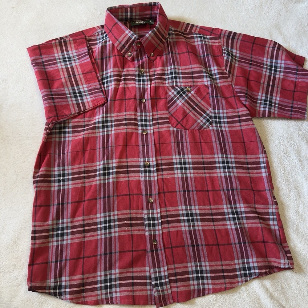 Stillwater Supply Co. Red Plaid Flannel Size Large Short  Sleeve Lightweight